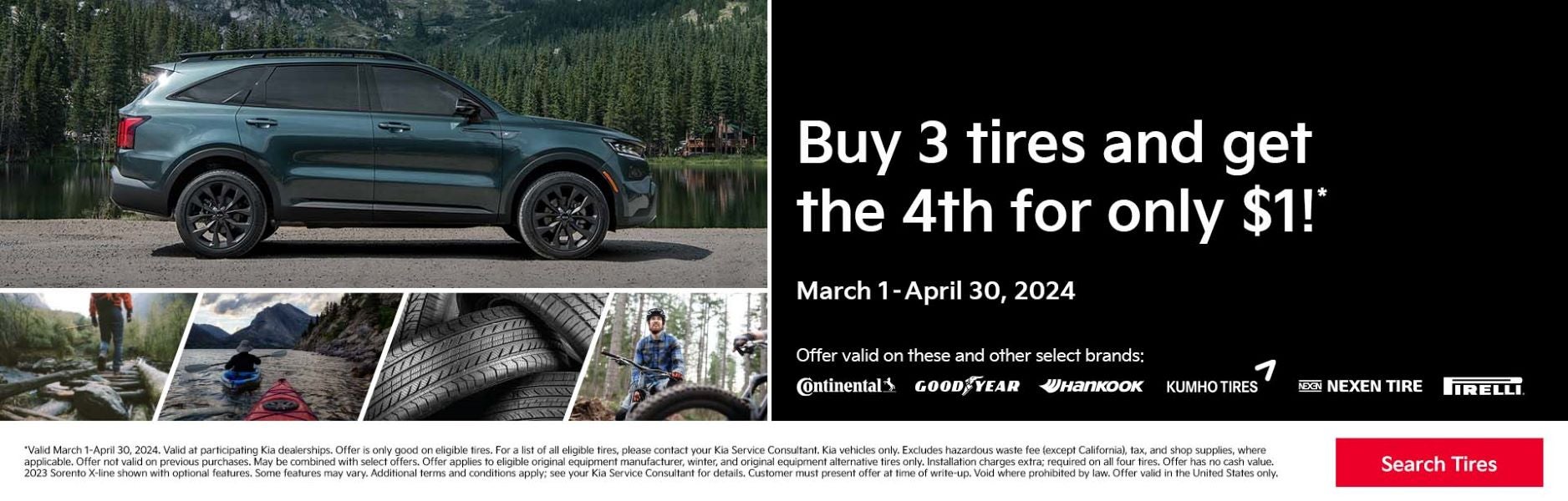 Buy 3 tires and get the 4th $1