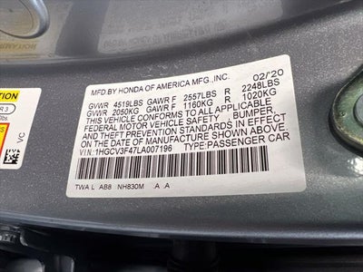 2020 Honda Accord Hybrid EX