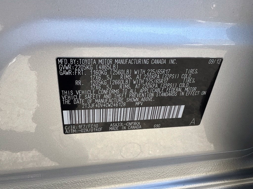 2012 Toyota RAV4 4WD 4dr I4 (Natl)