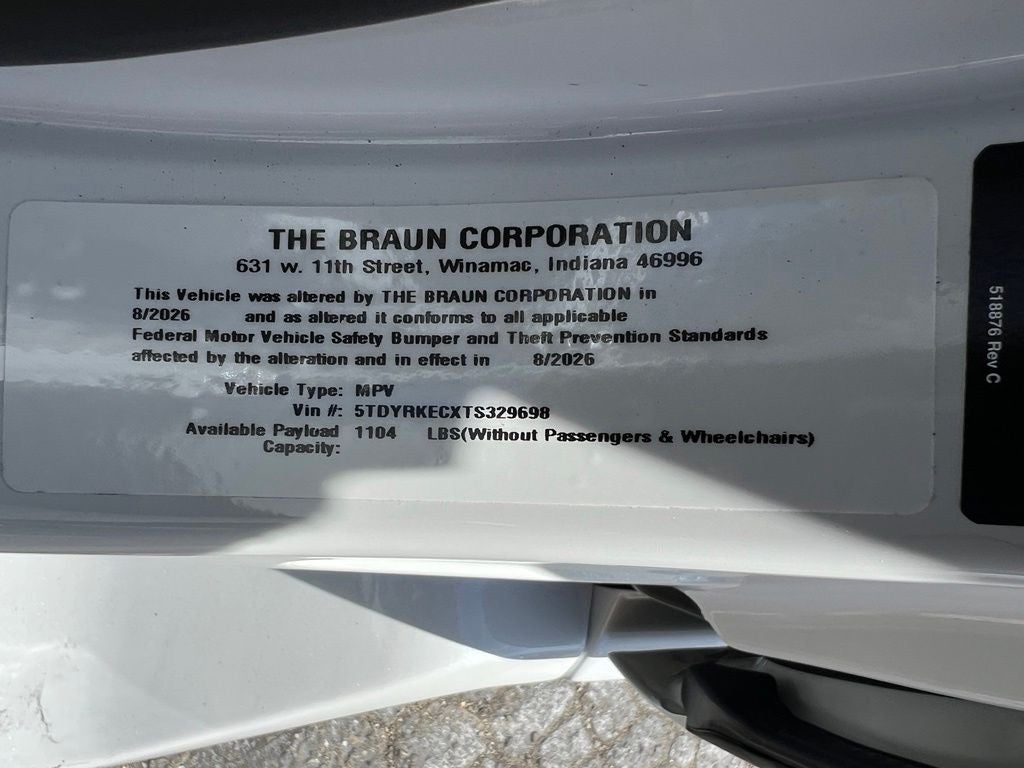 2026 Toyota Sienna XLE BRAUN MOBILITY